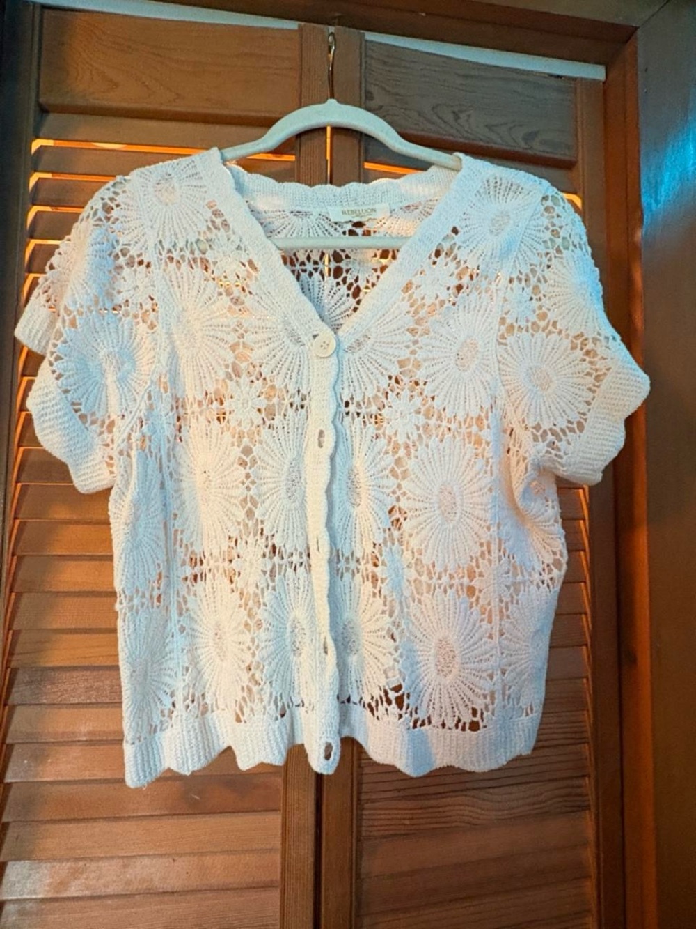 Rebellion Cream Crochet Openwork Top